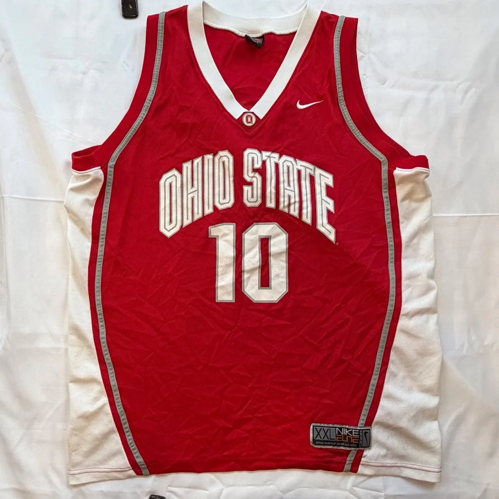 VTG‎ Nike Elite Ohio State OSU #10 basketball jersey red white men’s XXL